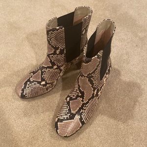 J.Crew leather snakeskin booties
